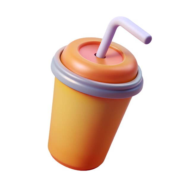 Foto coppa di carta realistica 3d con paglia da bere vaso per succo di soda caffè tè in stile cartone animato illustrazione vettoriale