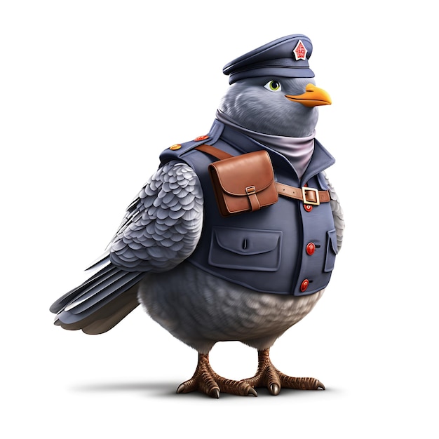 3D Realistic Pigeon Wearing Explorer Suit