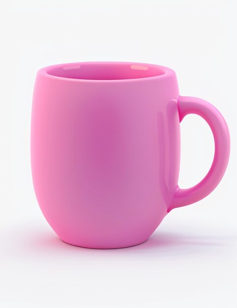 3D Realistic Pink Color Mug Mockup White Background