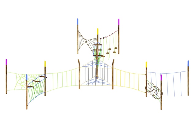 白い背景で隔離の3dリアルな遊び場公園