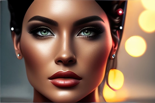 3d realistic portrait of Beautiful female cyborg