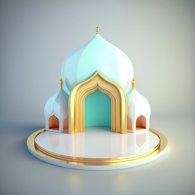 3D Realistic Rendering Ramadan Scene Islamic Podium background for Product Display