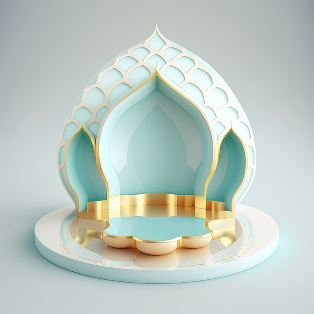 제품 디스플레이를 위한 3D 현실적인 렌더링 라마단 장면 이슬람 연단 배경