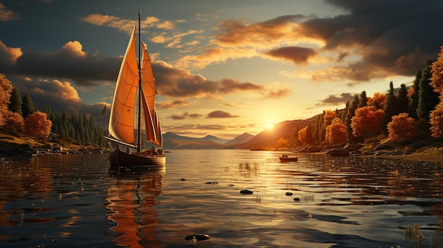 3d realistic sailboat