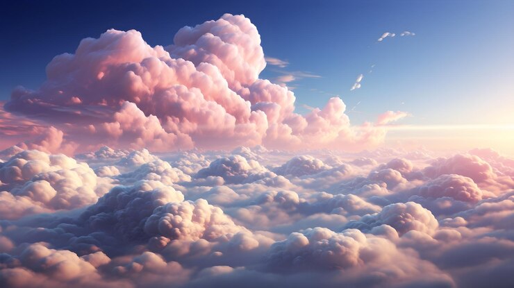 Photo 3d realistic soft pink clouds