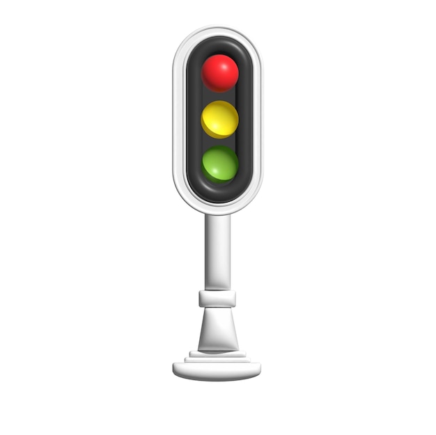 3D Realistic traffic light isolated from white background