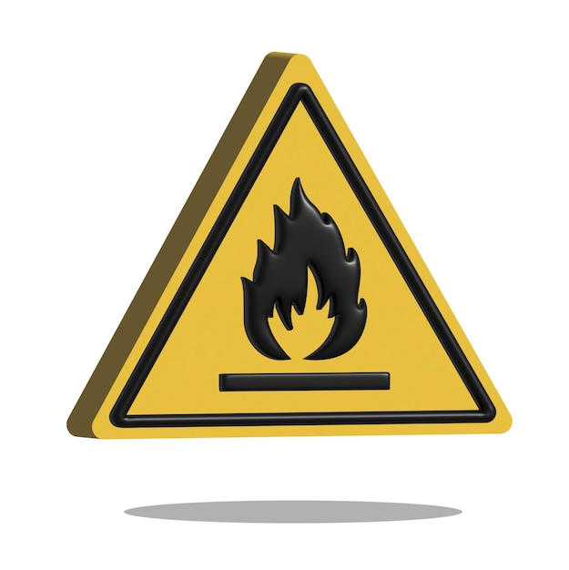 3D Realistic Warning Flammable Liquid Sign