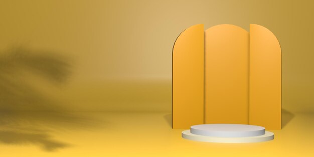 Foto podio giallo realistico 3d