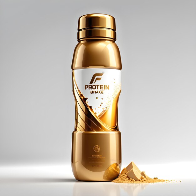 3d realistische gedetailleerde gouden fles van sport shaker