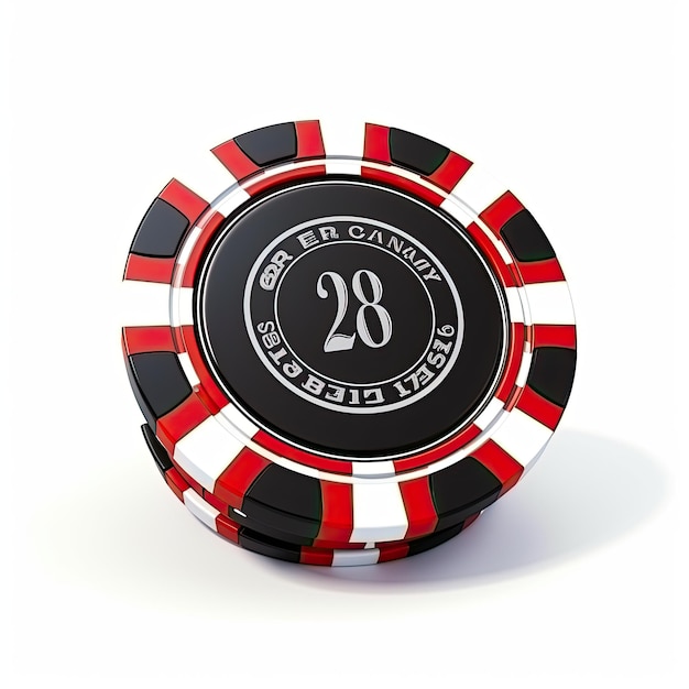 3d red and black casino chips composition isolated on white background