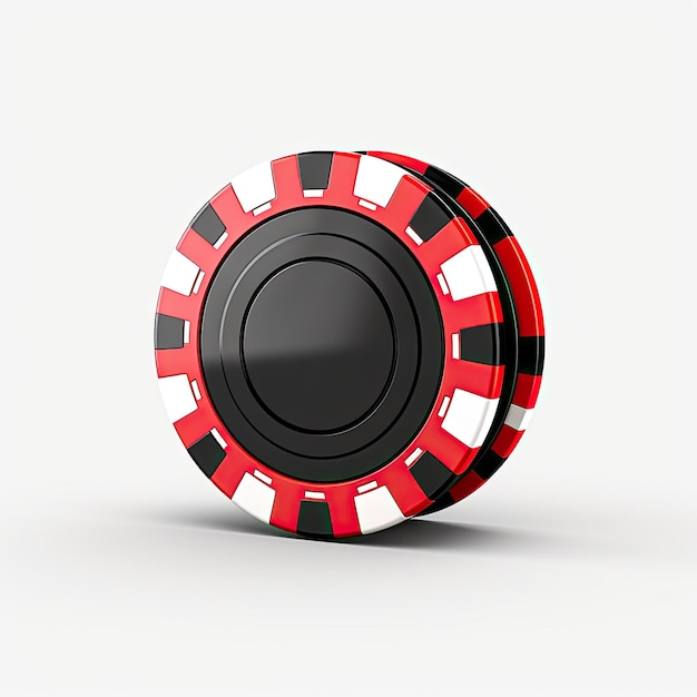 Photo 3d red and black casino chips composition isolated on white background