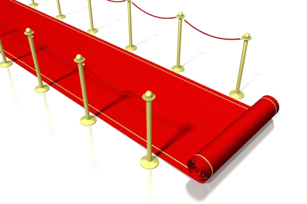 3D red carpet illustration white background