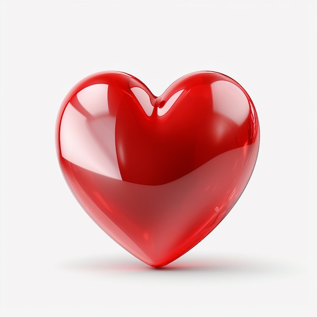 3d red glossy heart isolated on transparent background