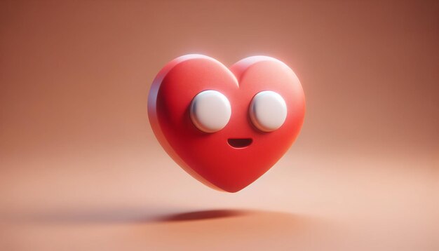 3D Red Heart Eyes Emoji Render