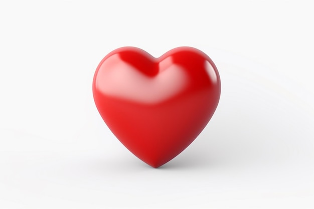 Photo 3d red heart on isolated white background