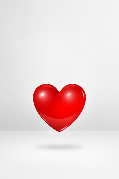 3D red heart isolated on a white studio background. 3D illustration