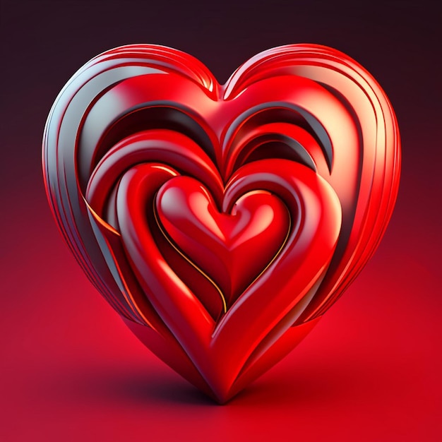3D Red Heart or Love icon