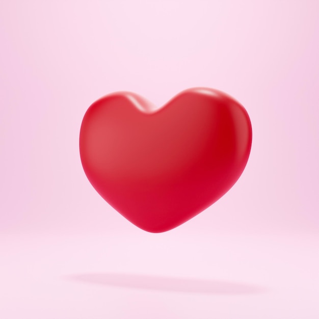 3d Red heart on pink background heart icon like and love 3d render illustration