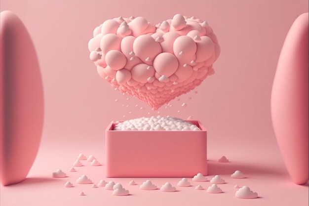 3d red hearts blur effect design Generative Ai