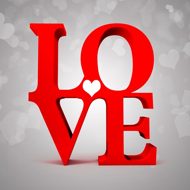 3d red LOVE text