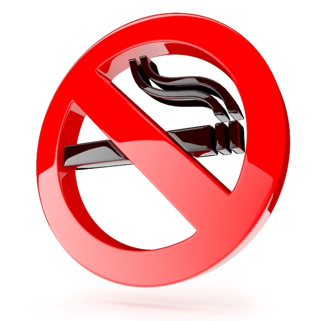 3d red no smoking sign  3D render