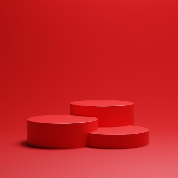 3d red podiums for products