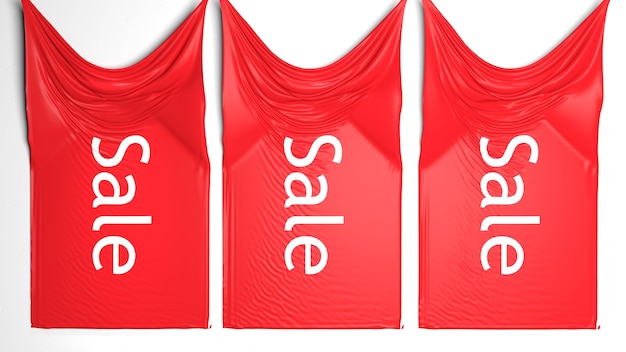 3d red sale flags