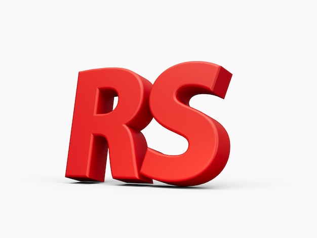 3d Red Shiny Pakistani Rupee Currency Symbol Rs Isolated On White Background 3d illustration