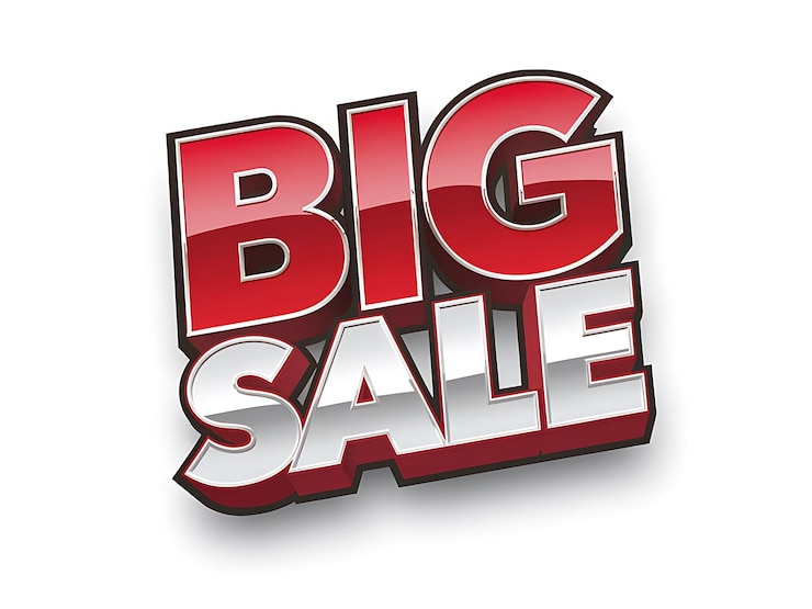 Photo 3d red and silver big sale sign