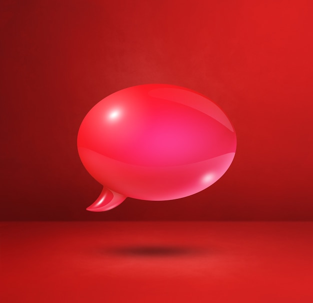 3D red speech bubble isolated on concrete wall square background