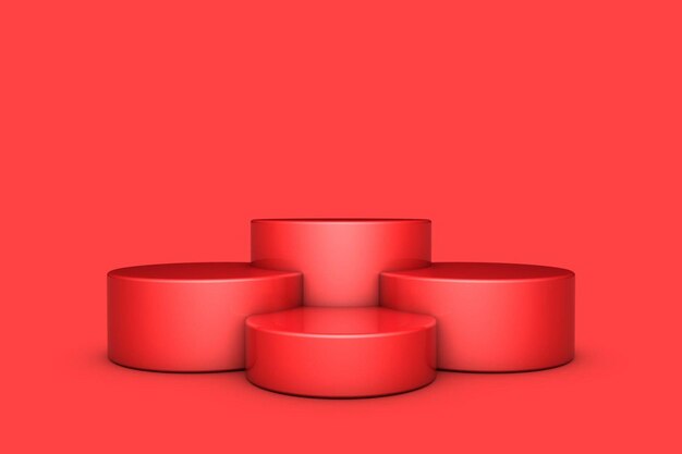 3D Red Stands On Red Background Product Stand Blank Scene podium