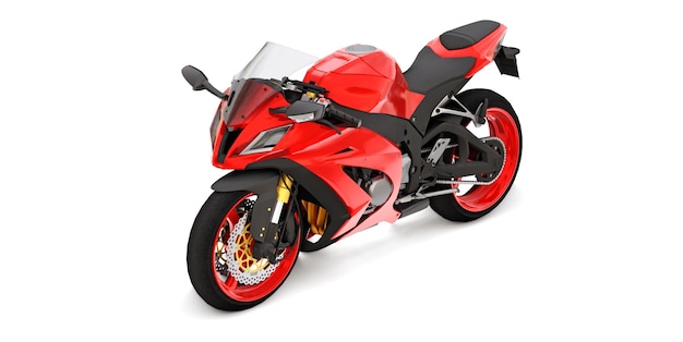 3d red super sports motorbike on white isolated background. 3d illustration.