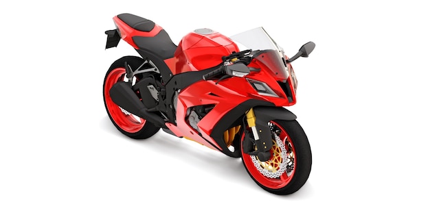 3d red super sports motorbike on white isolated surface