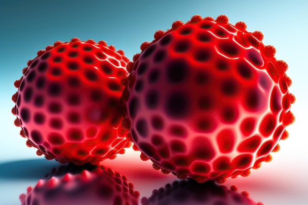 3D Red Virus Molecules