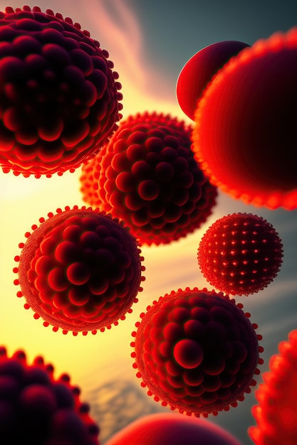 Молекулы красного вируса 3D