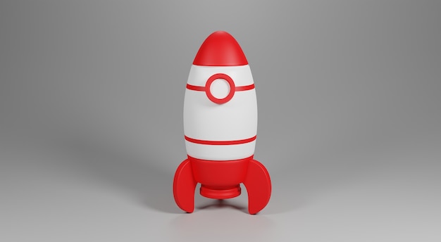 3D赤と白のロケット