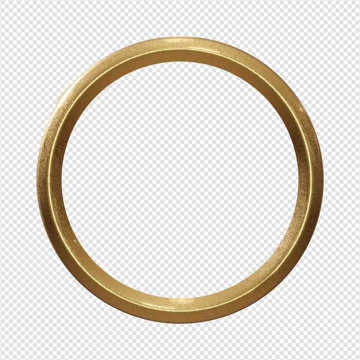 Photo 3d reder abstract luxury golden ring on transparent background