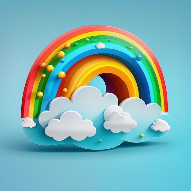 3D Regenboog met wolken Ai generatief