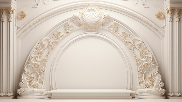 3D renaissance rococo Royal wedding symmetrical bright product display background