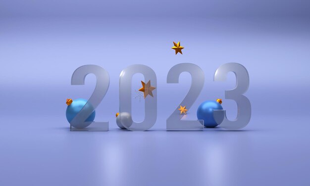 3D Render of 2023 Happy New Year Concept