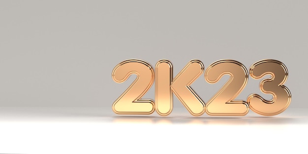 3D Render 2023 new year color gold style