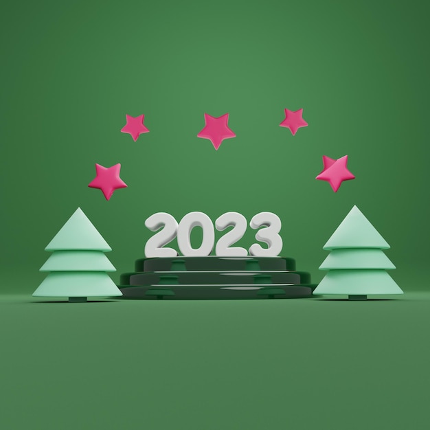 3d render of 2023 new year