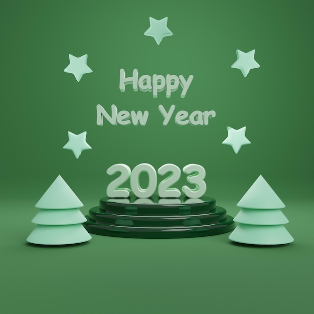 3d render of 2023 new year