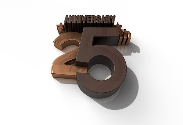 3D Render 25th Years Anniversary Celebration Pen Tool Created Clipping Path Included in JPEG Easy to Composite.