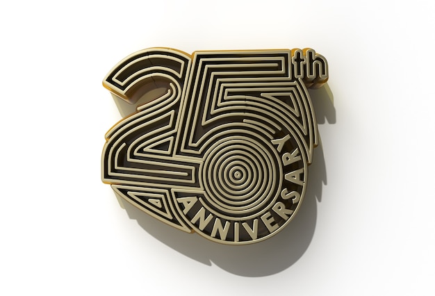 3D Render 25th Years Anniversary Celebration - Pen Tool Created Clipping Path Included in JPEG Easy to Composite.