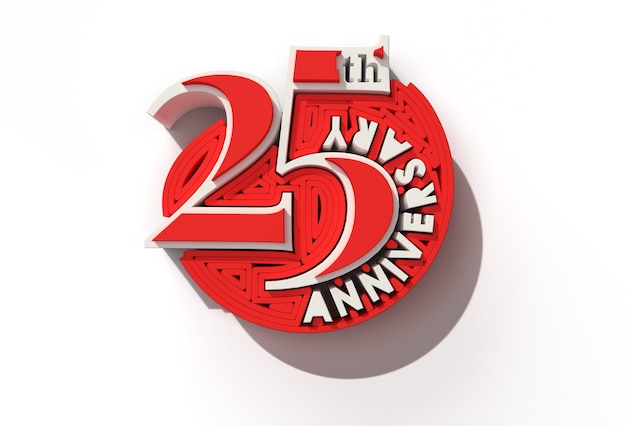 3D Render 25th Years Anniversary Celebration Pen Tool Created Clipping Path Included in JPEG Easy to Composite.