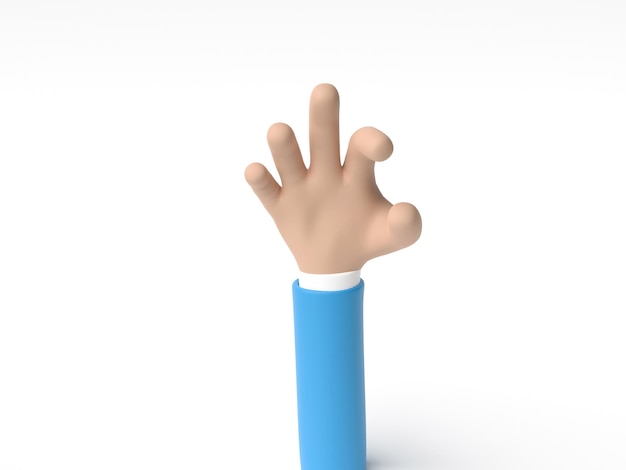 3D визуализация 3D иллюстрация Мультяшный жест рукой на белом фоне