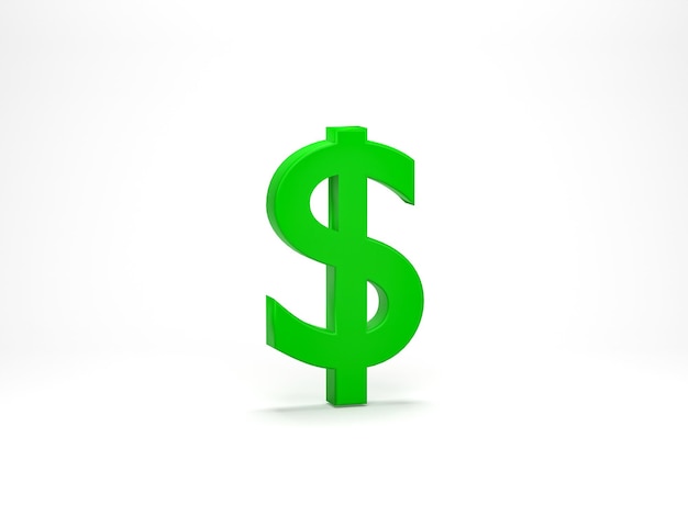 3d render 3d illustration green dollar sign isolated on white background finance independent richness profit wealth and money currency concept