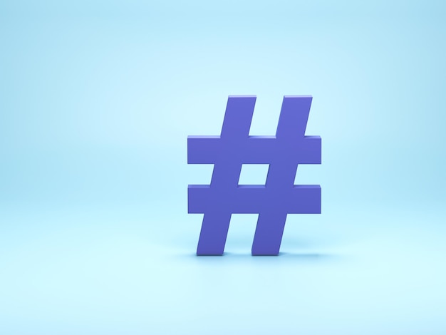 Foto 3d render illustrazione 3d hashtag collegamento di ricerca simbolo nei social media icona di notifica concetto di commenti thread menzione o micro blogging pr
