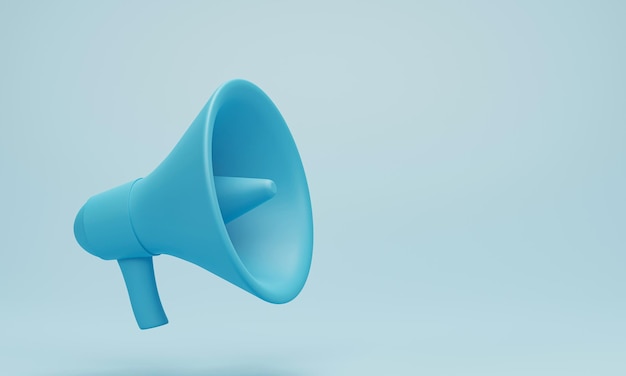 3d render 3d illustration Megaphone loudspeaker on blue background Modern flat cartoon style minimal Announcement concept